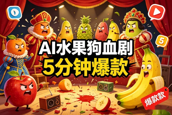 AI制作水果狗血剧5分钟教你复刻爆款